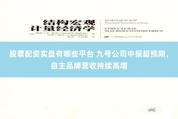 股票配资实盘有哪些平台 九号公司中报超预期，自主品牌营收持续高增