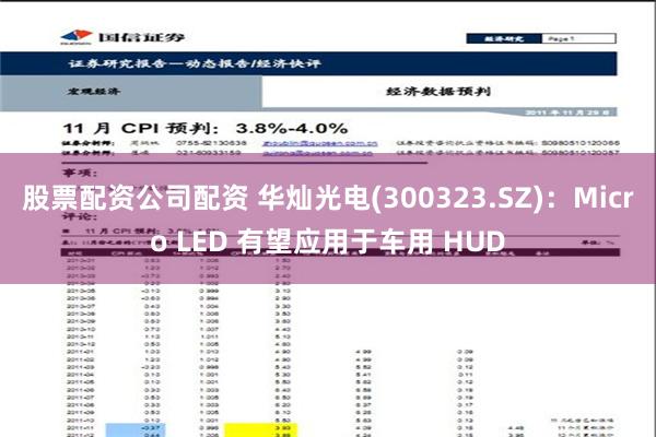 股票配资公司配资 华灿光电(300323.SZ)：Micro LED 有望应用于车用 HUD